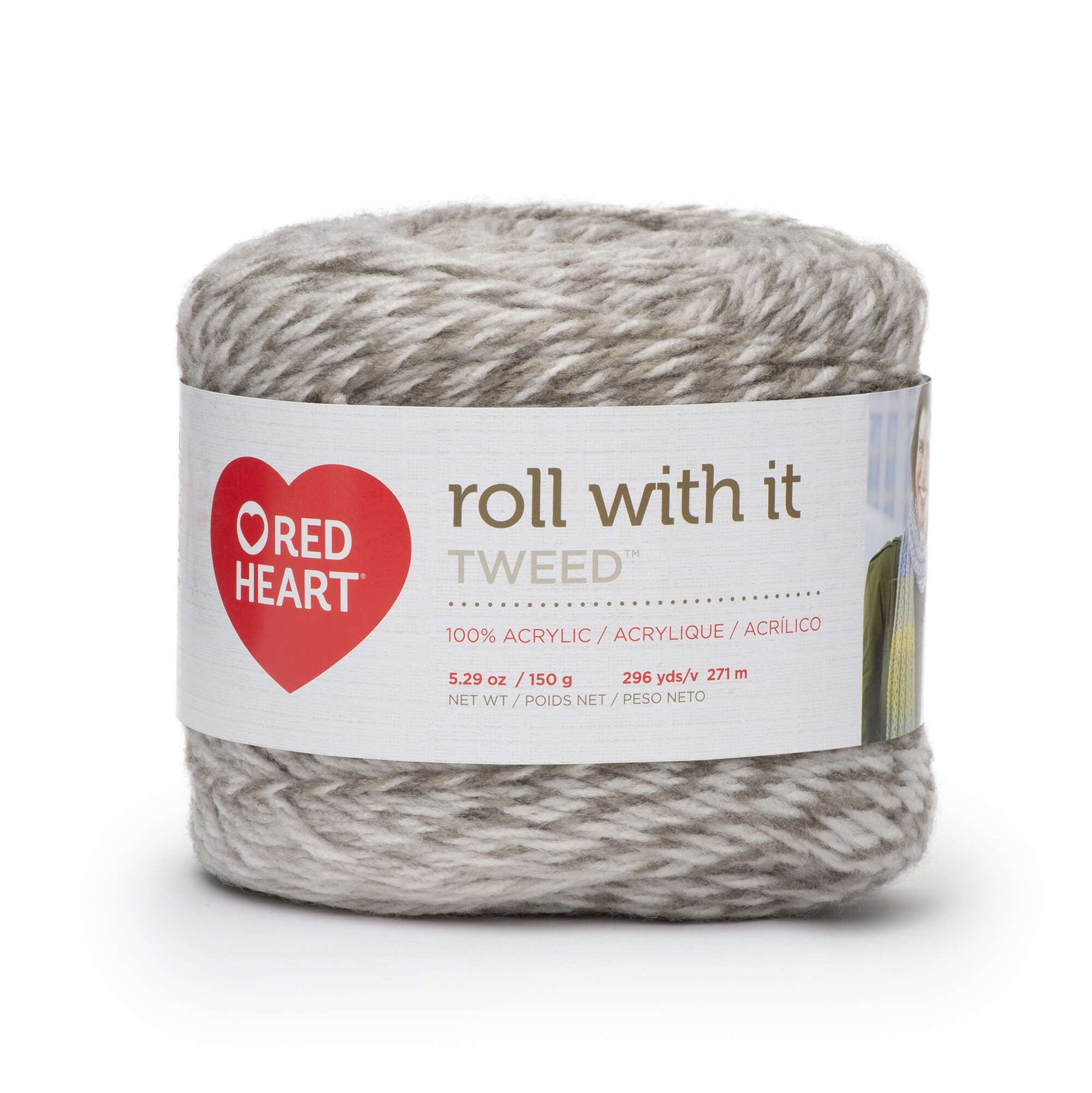 Red Heart Roll With It Tweed Yarn - Clearance shades Cloudy Day