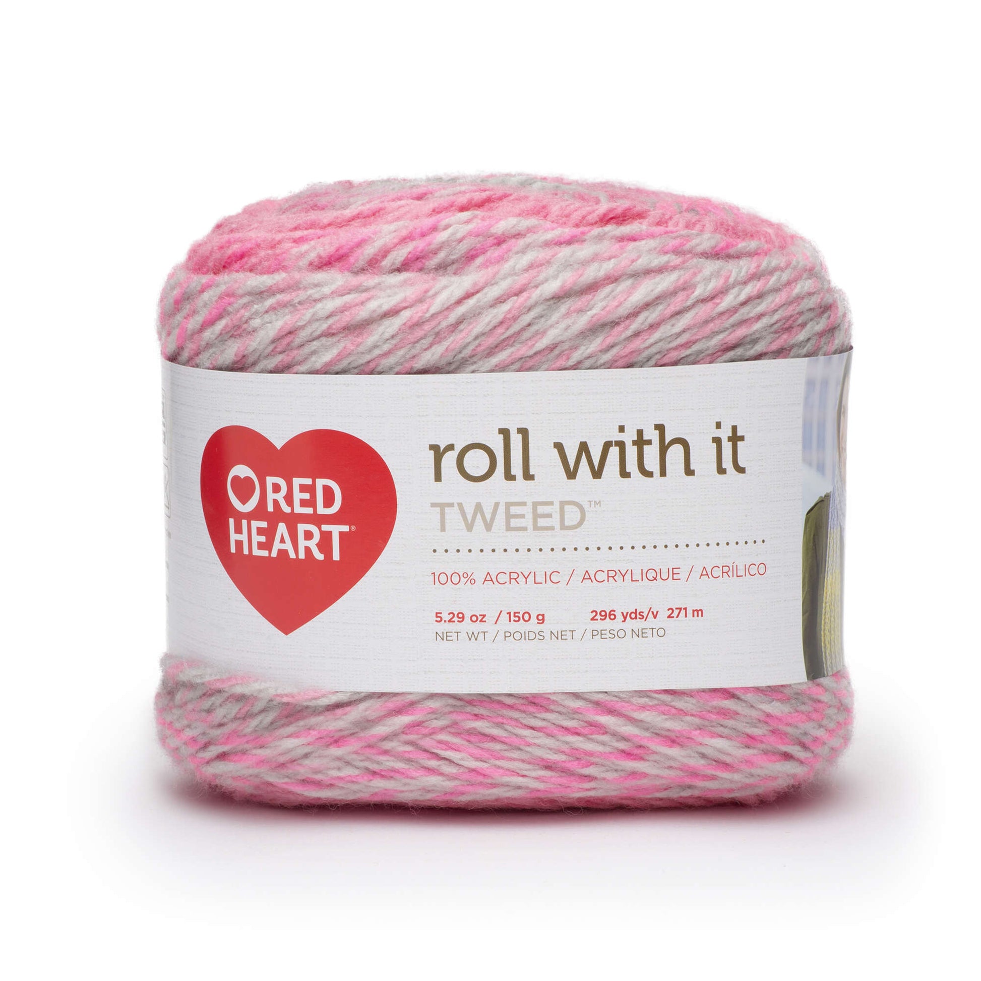 Red Heart Roll With It Tweed Yarn - Clearance shades Popular Pink