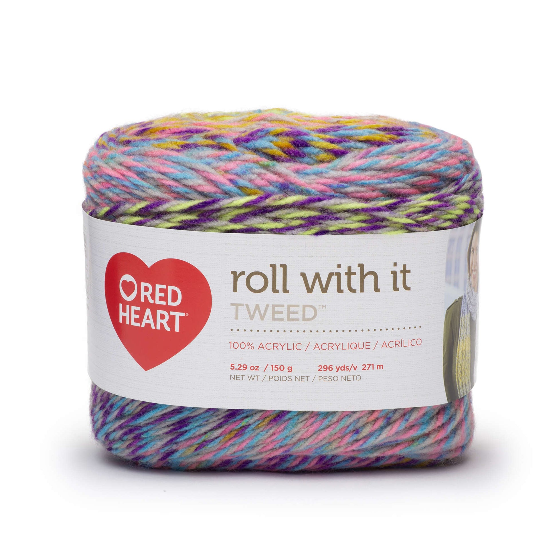 Red Heart Roll With It Tweed Yarn - Clearance shades Party Mix