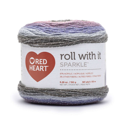 Red Heart Roll With It Sparkle Yarn Grey Whisper