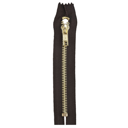 Coats & Clark Brass Pocket Zippers - 5 inches Cloister Brown