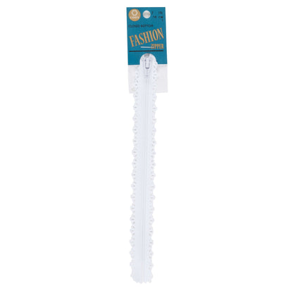 Coats & Clark Fashion Cutwork Zippers - 7 inches - Clearance Items White