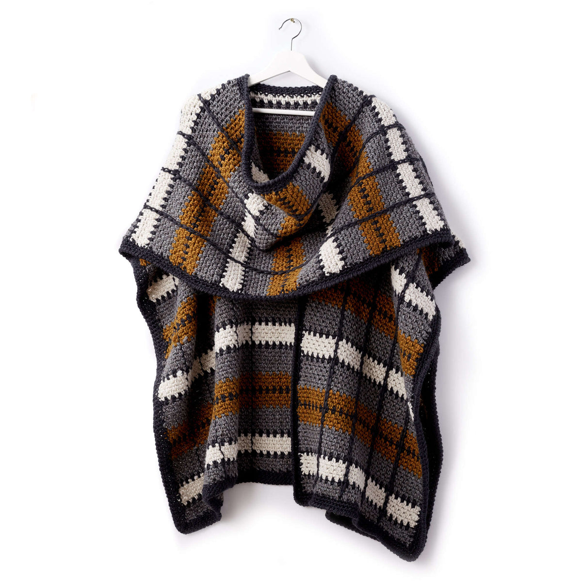 Patons Crochet Blanket Ruana Pattern Tutorial Image