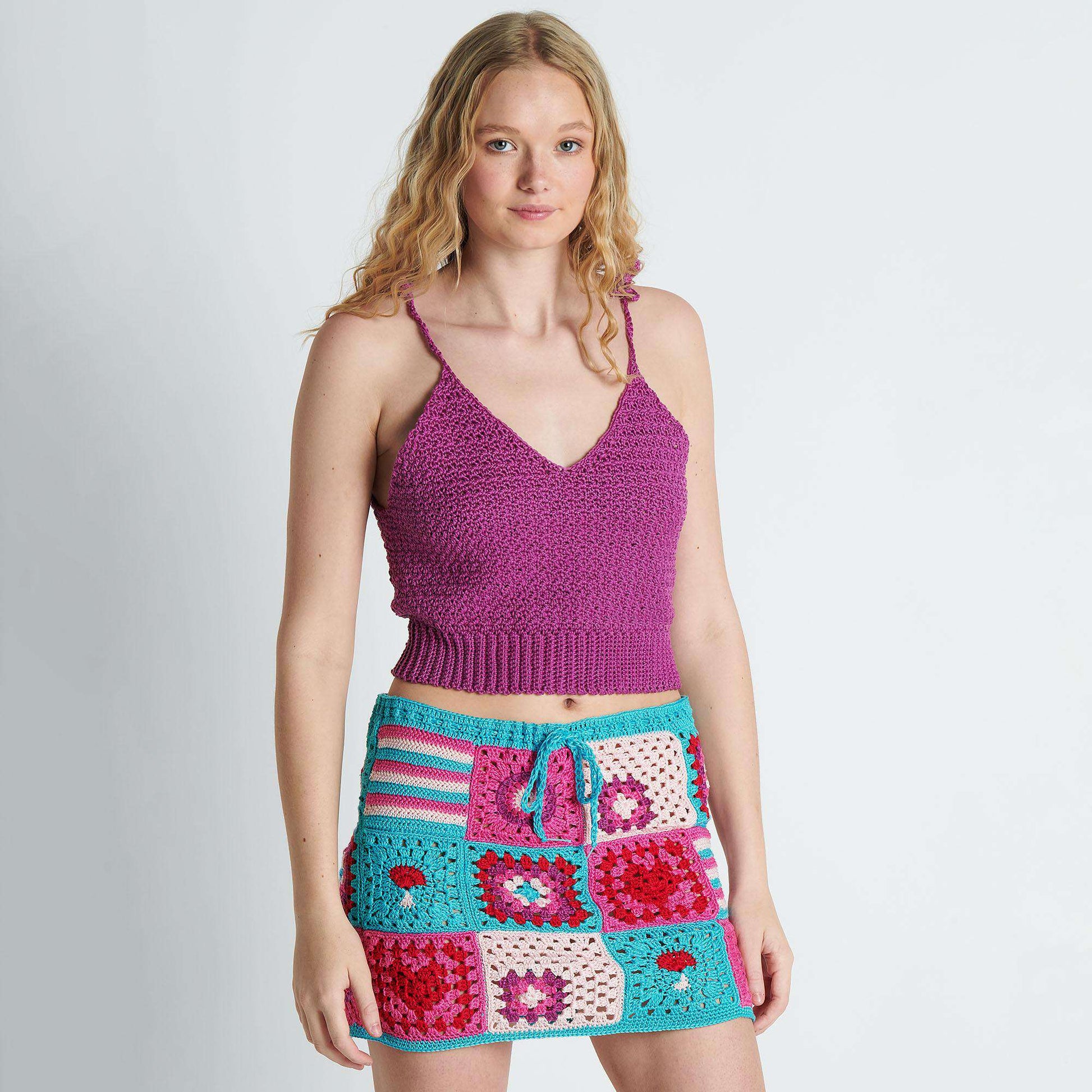 Free Patons Regent Park Granny Square Crochet Skirt Pattern
