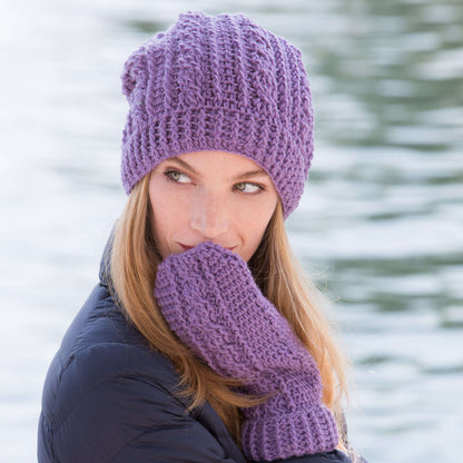 Patons Crochet Cables Hat And Mittens Set Single Size