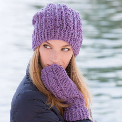 Patons Crochet Cables Hat and Mittens Set Single Size