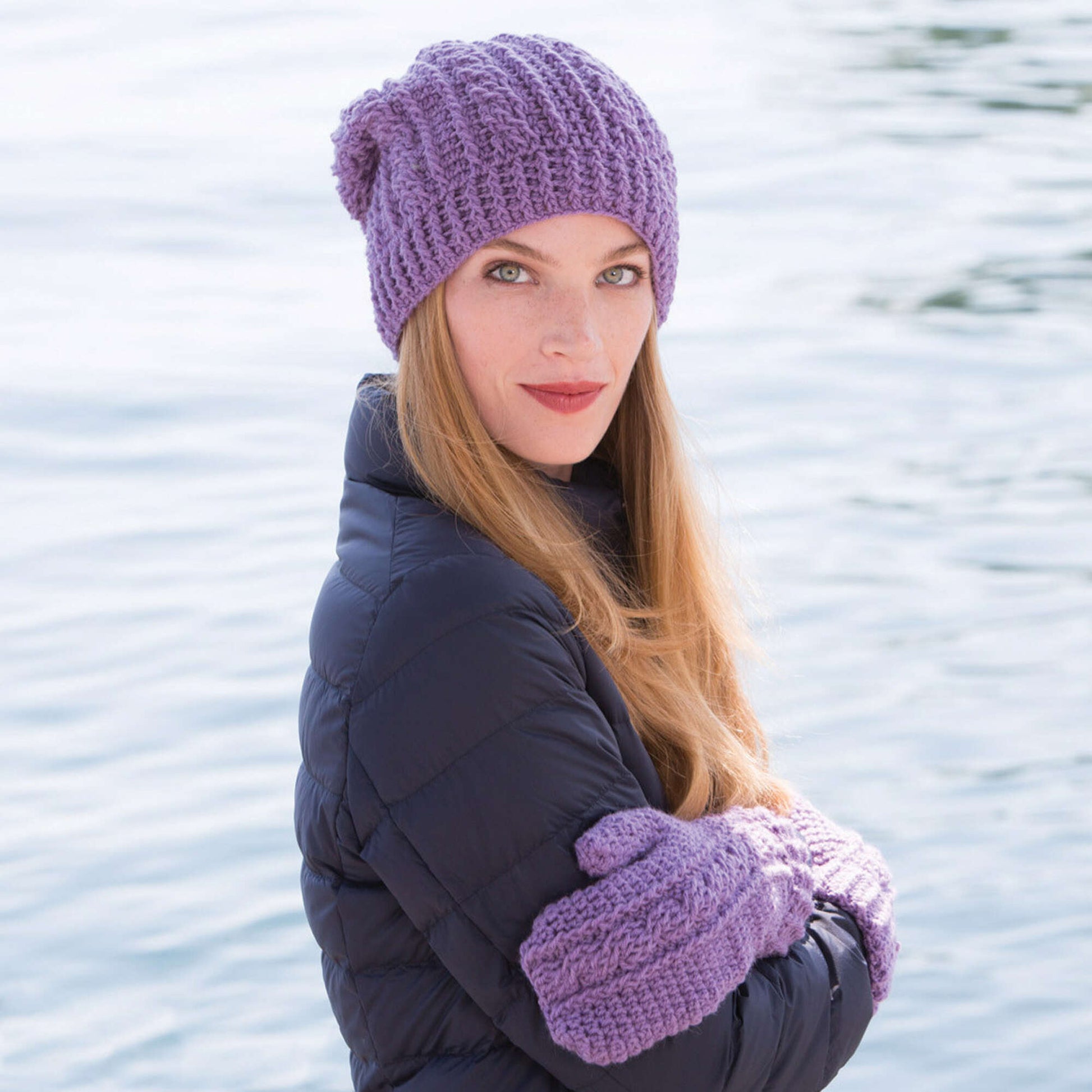 Free Patons Crochet Cables Hat And Mittens Set Pattern