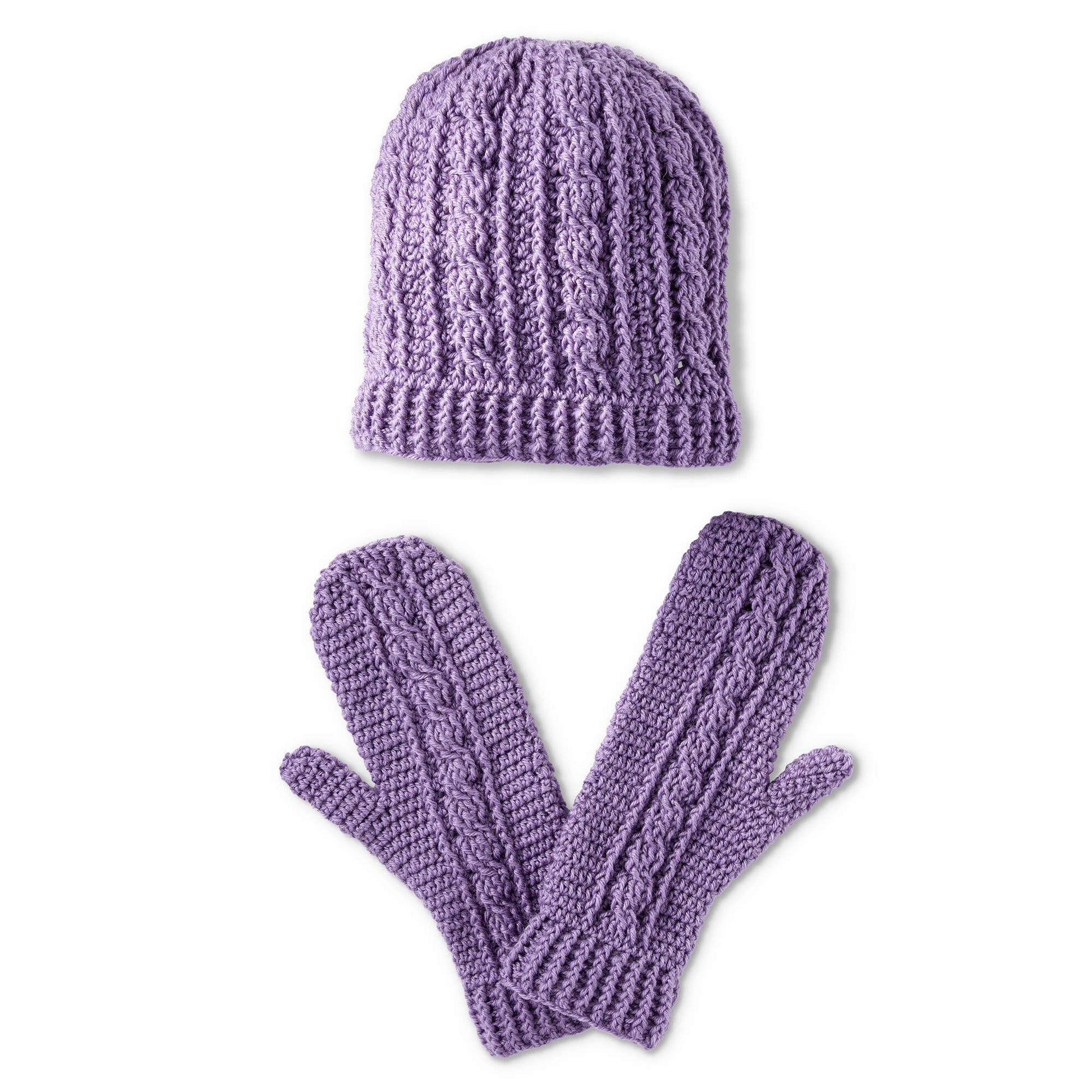 Free Patons Crochet Cables Hat And Mittens Set Pattern