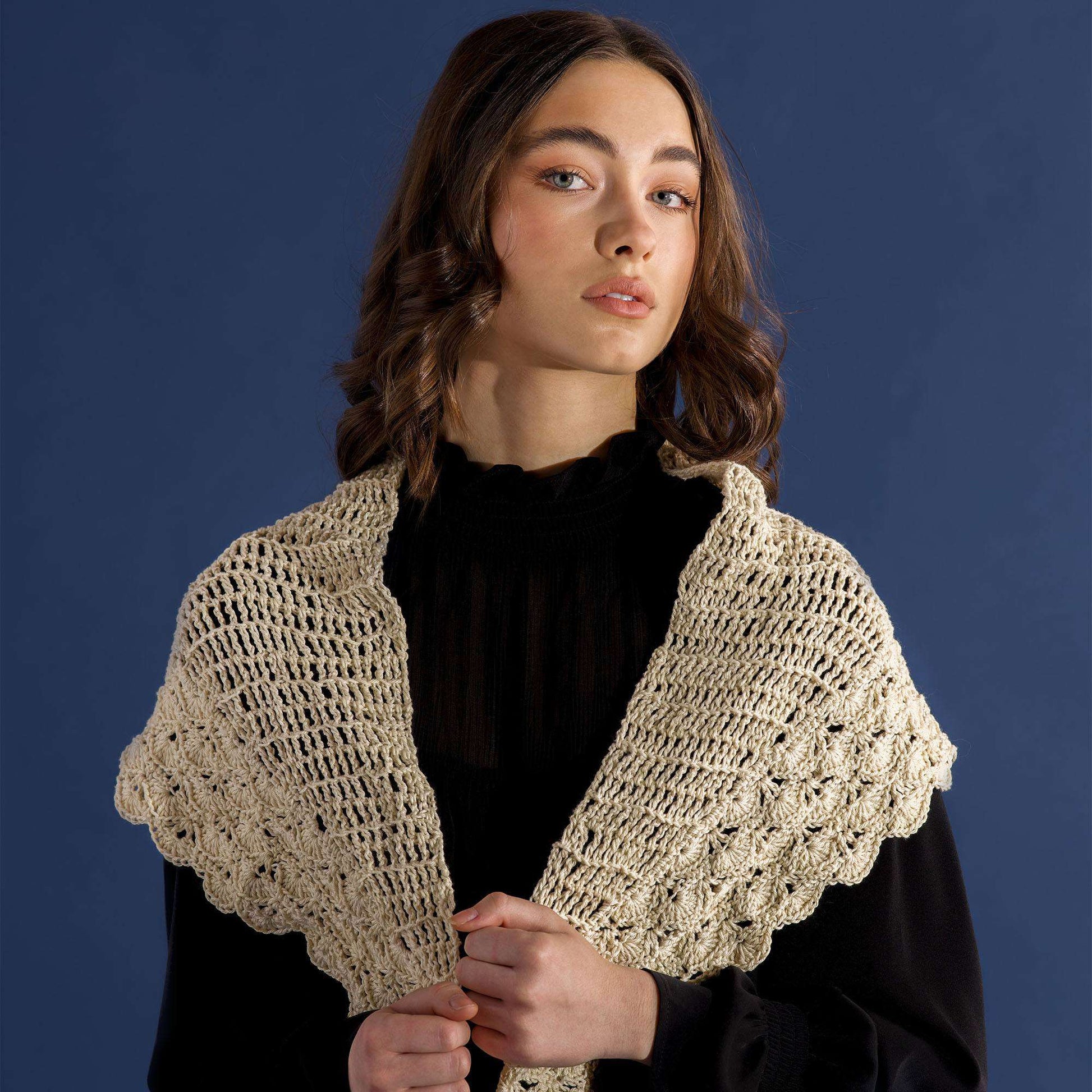 Free Patons Grace Staggered Shells Crochet Wrap Pattern