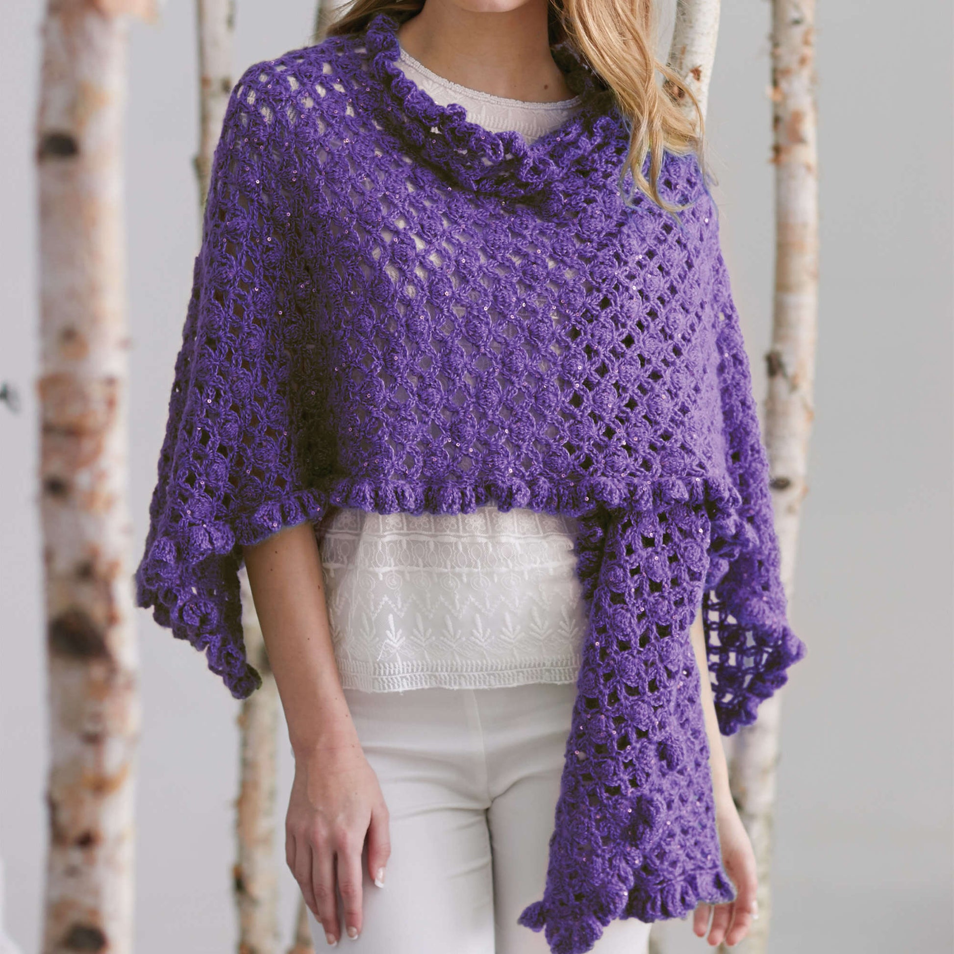 Free Patons Crochet Ruffle Edge Wrap Pattern