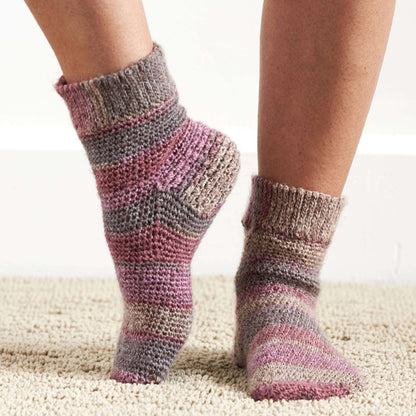 Patons Slip Stitch Cuff Crochet Socks M
