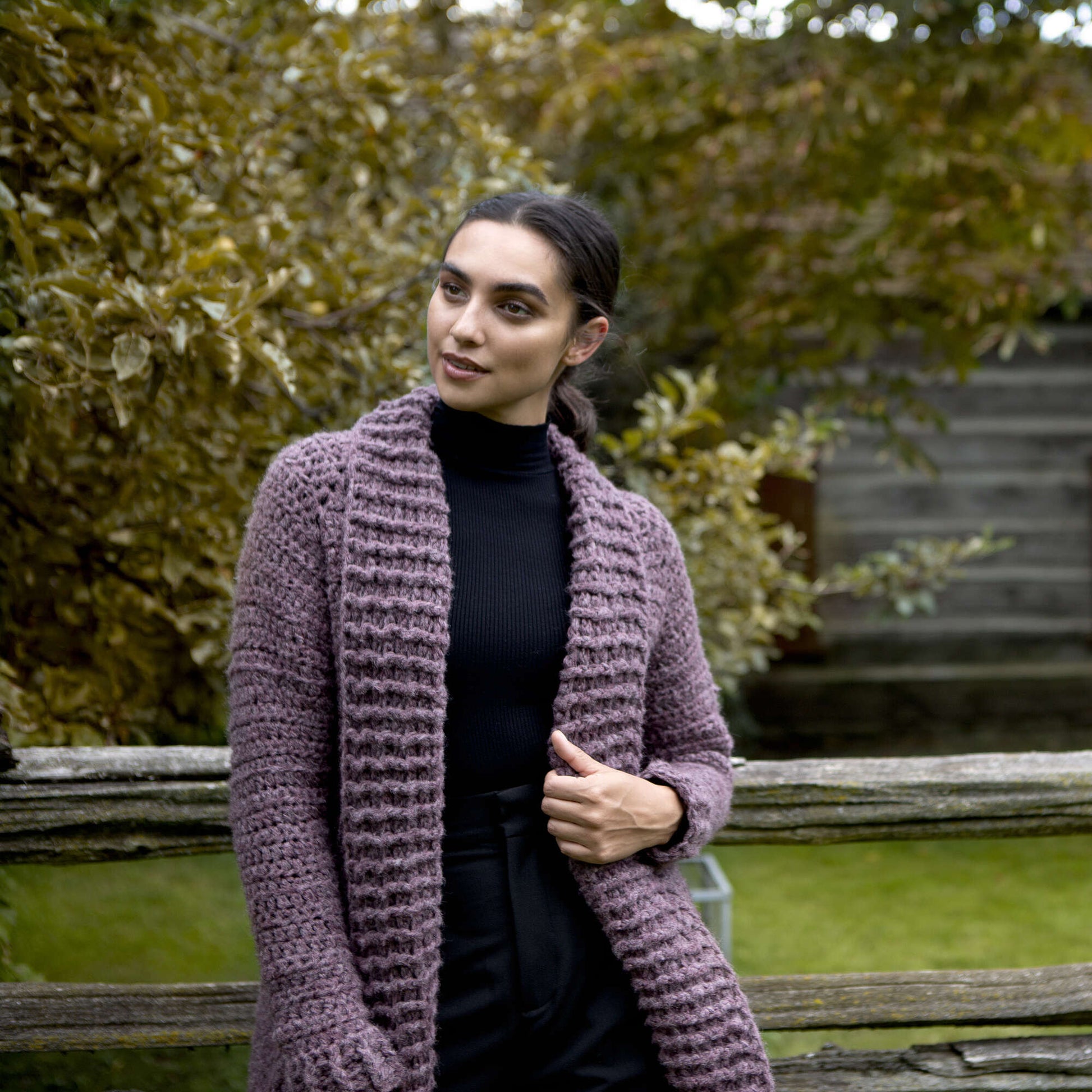 Patons Cozy Collar Crochet Cardigan