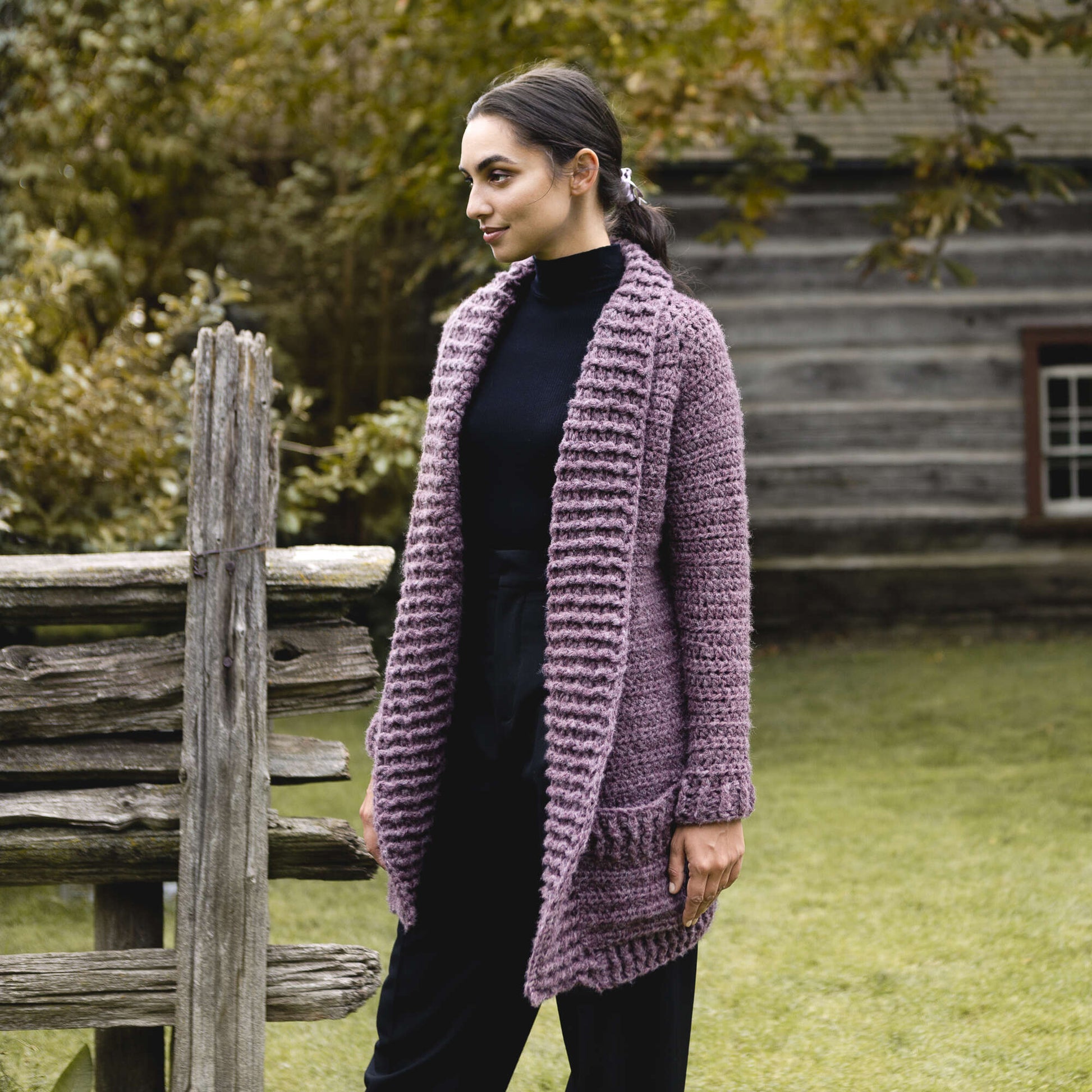 Patons Cozy Collar Crochet Cardigan