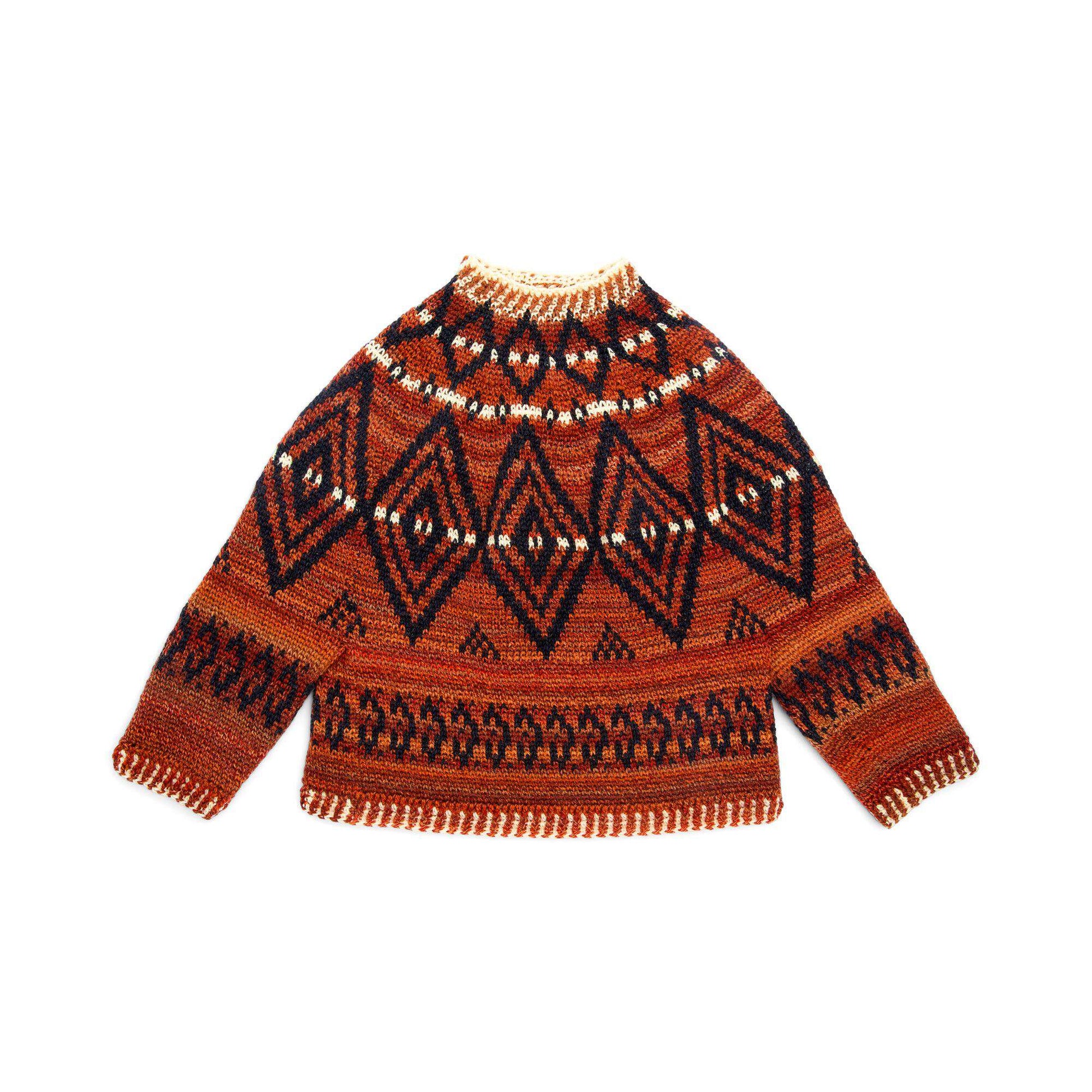 Free Patons Alcona Colorwork Crochet Sweater Pattern
