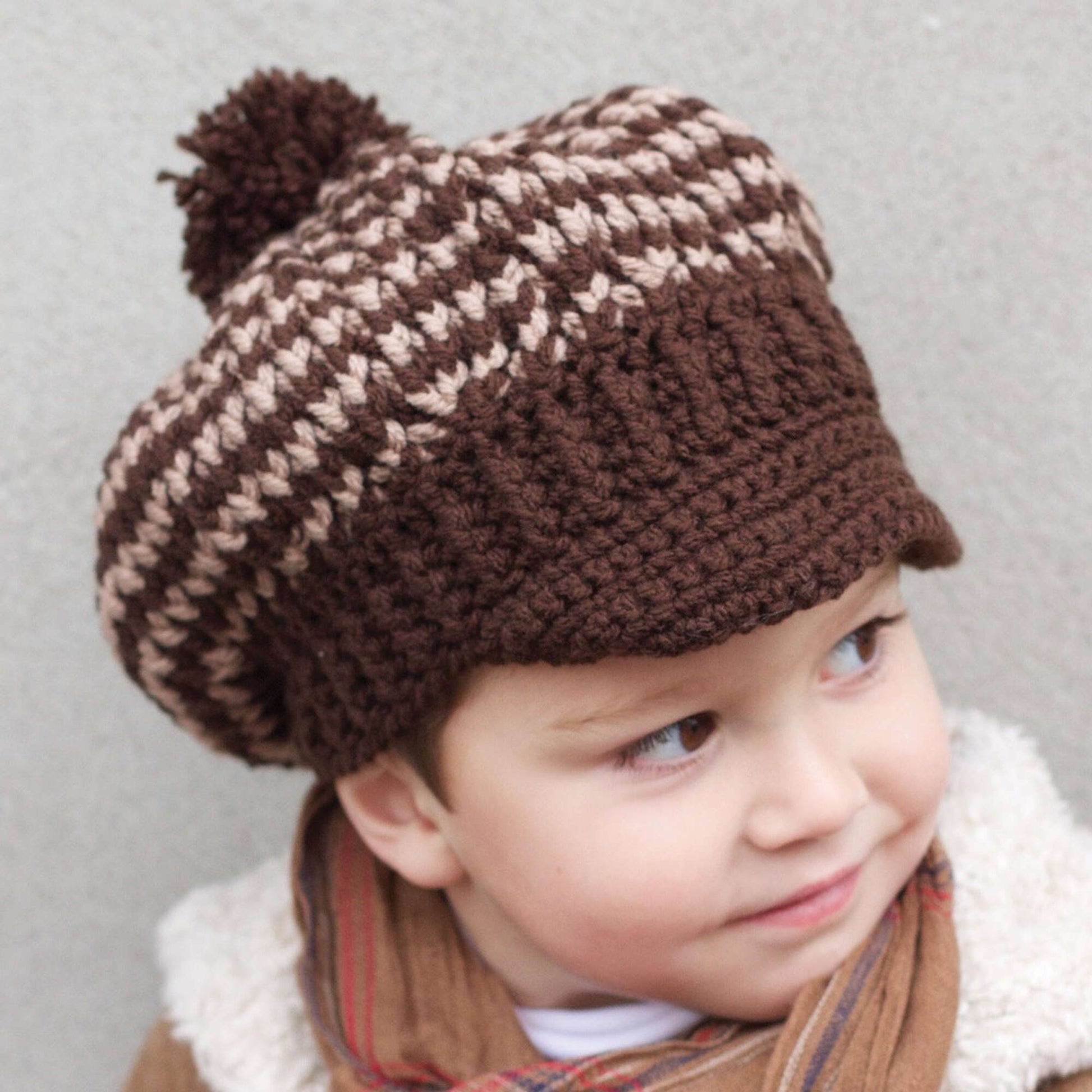 Free Patons Crochet Newsboy's and Girl's Caps Pattern