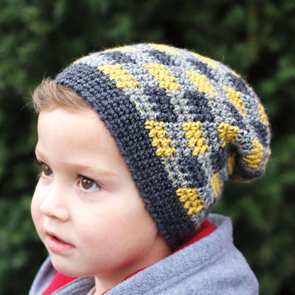 Patons Crochet Plaid Slouchy Beanie 10/12 yrs