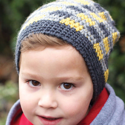 Patons Crochet Plaid Slouchy Beanie 10/12 yrs