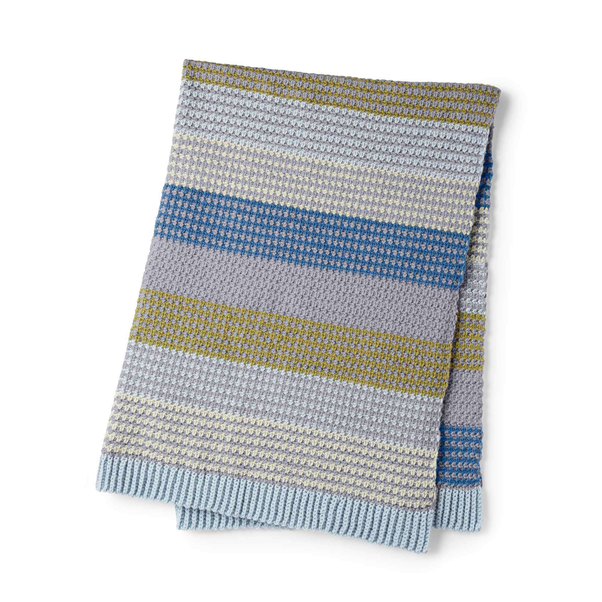 Free Patons Moss Stitch Striped Crochet Blanket Pattern