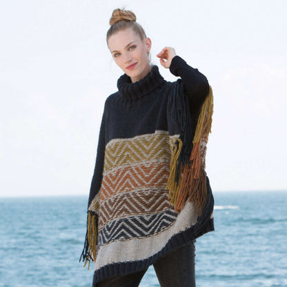 Patons Reverse Fair Isle Knit Poncho XS/S/M/L