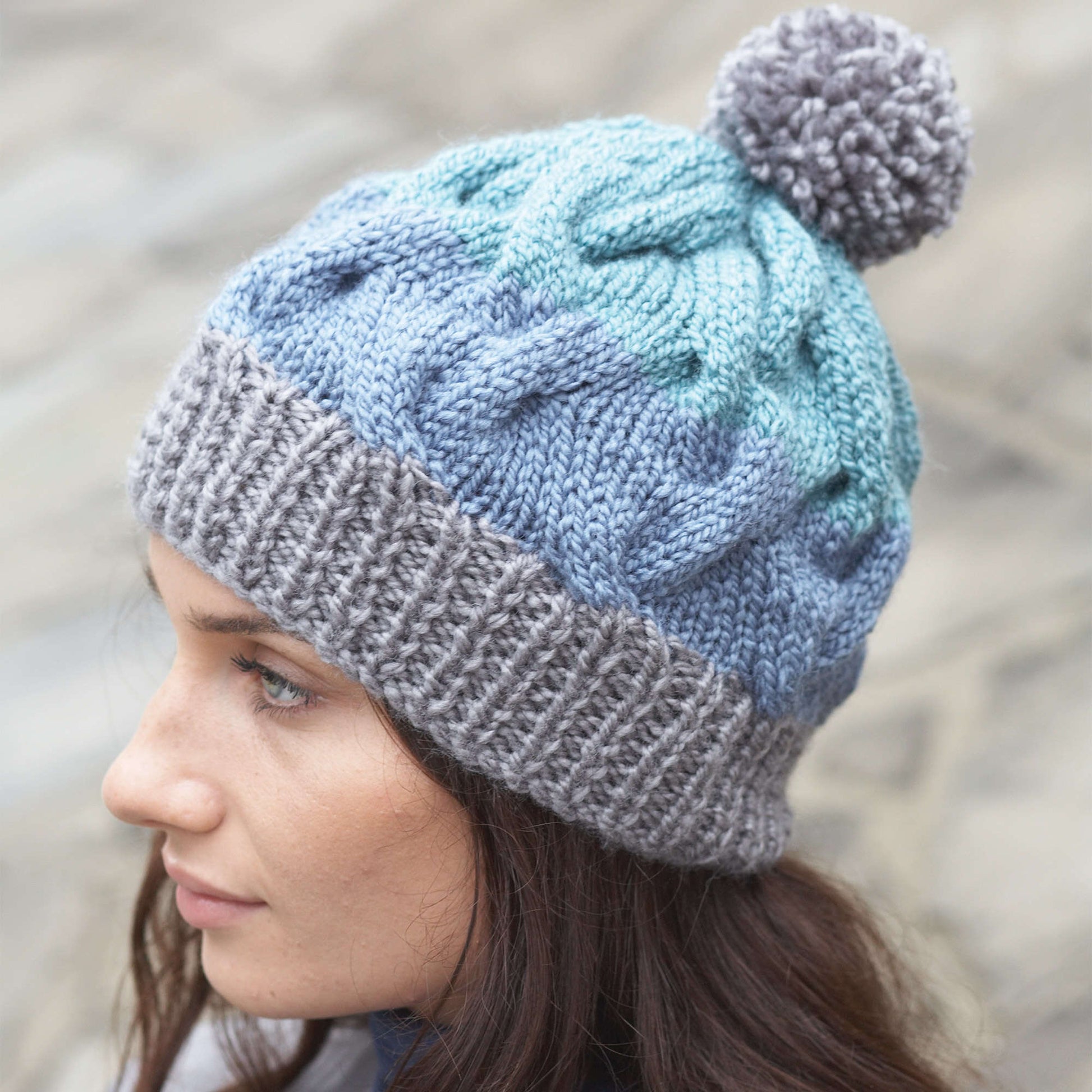 Free Patons Knit Striped Cable Hat Pattern
