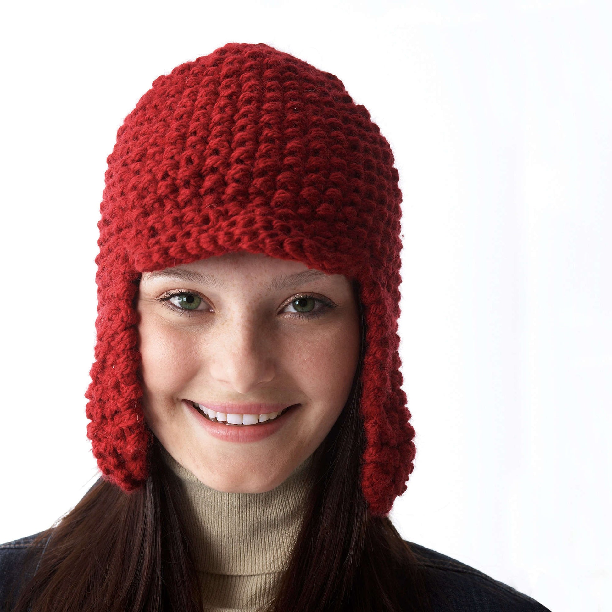Free Patons Knit Earflap Hat With Peak Pattern