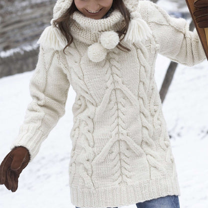 Patons Knit Big Aran Sweater and Earflap Hat XS/S