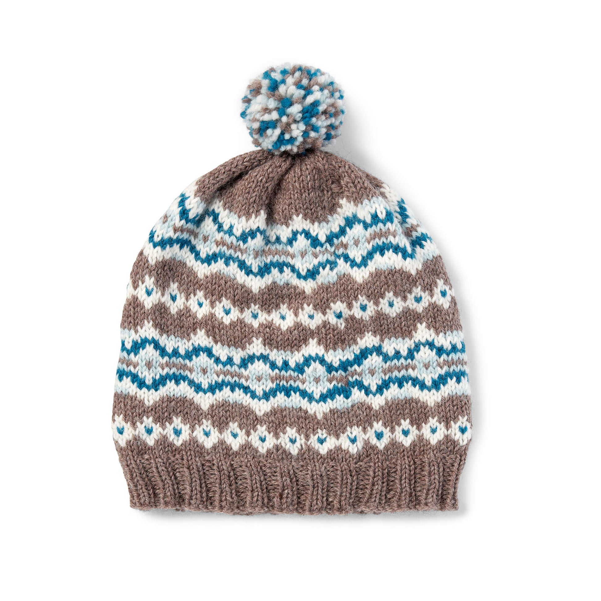 Free Patons Frosted Fair Isle Knit Hat Pattern
