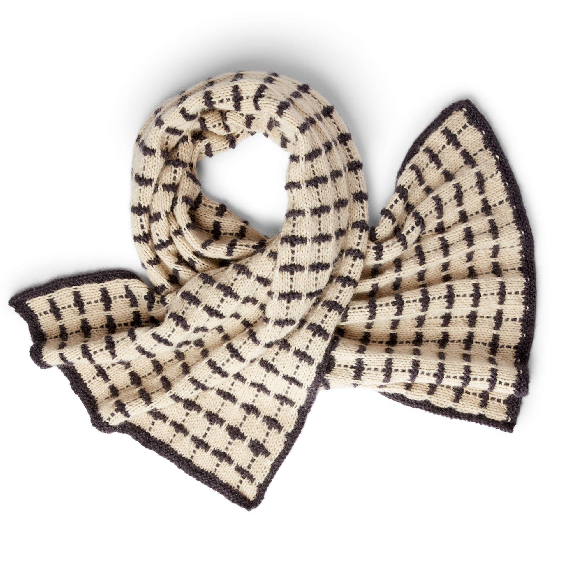 Free Patons Windowpane Knit Blanket Scarf Pattern