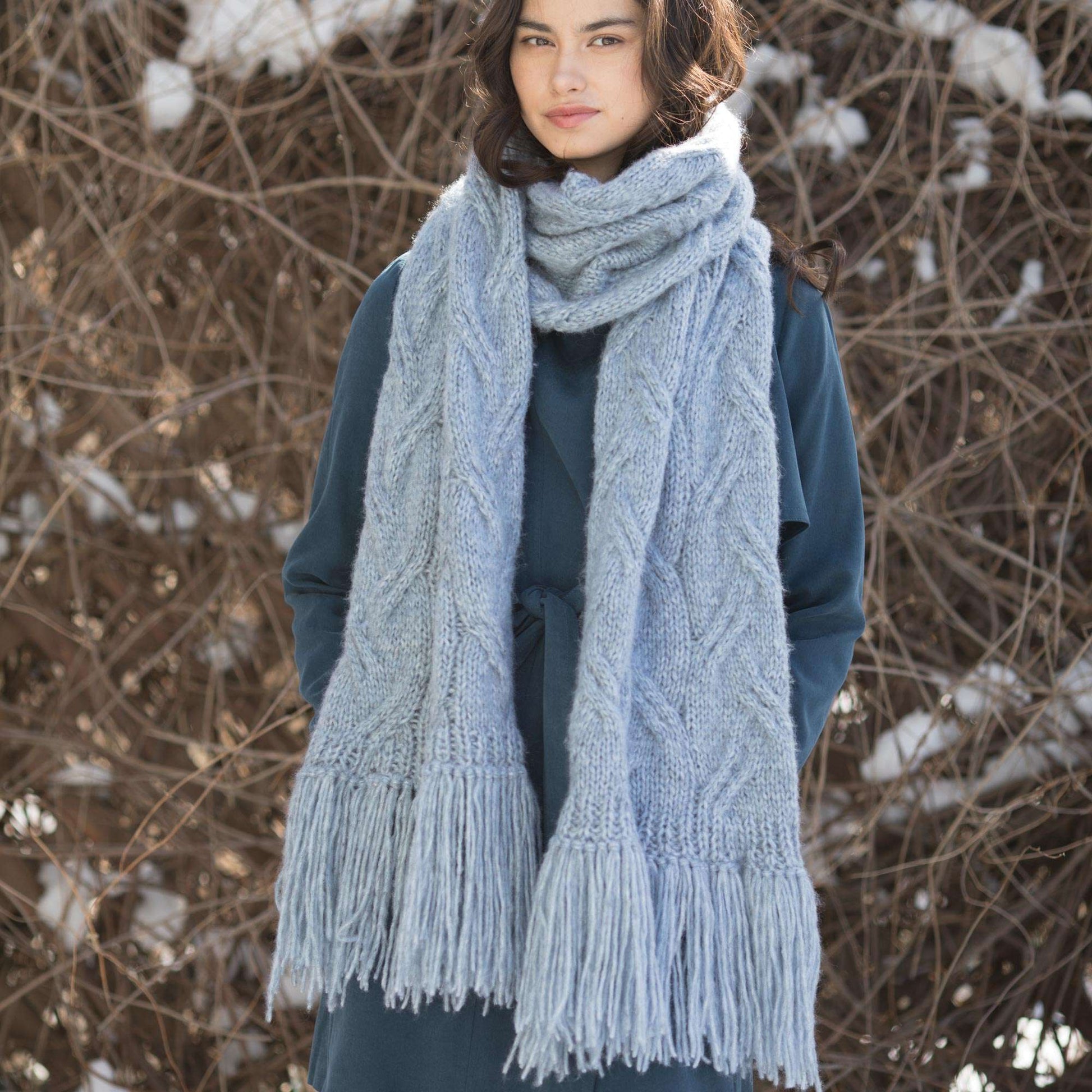 Free Patons Staggered Cable Knit Scarf Pattern
