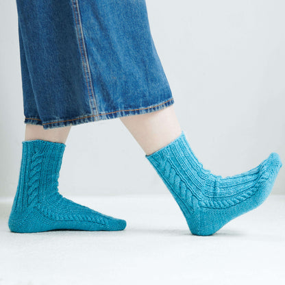 Patons Toe-Up Cabled Knit Socks L