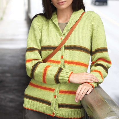 Patons Shawl Collar Striped Knit Cardigan XS/S