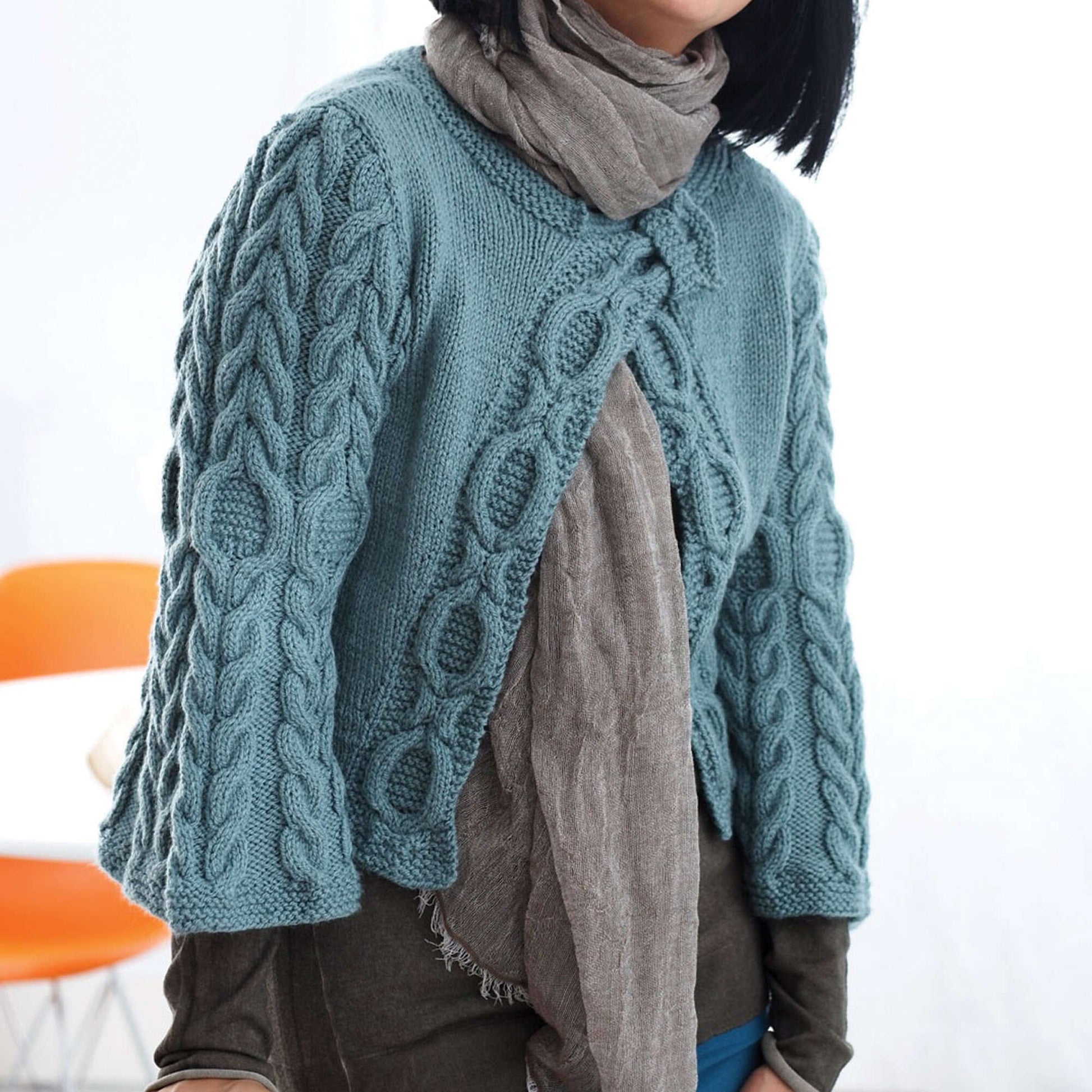Free Patons Diagonal Cables Knit Cardigan Pattern