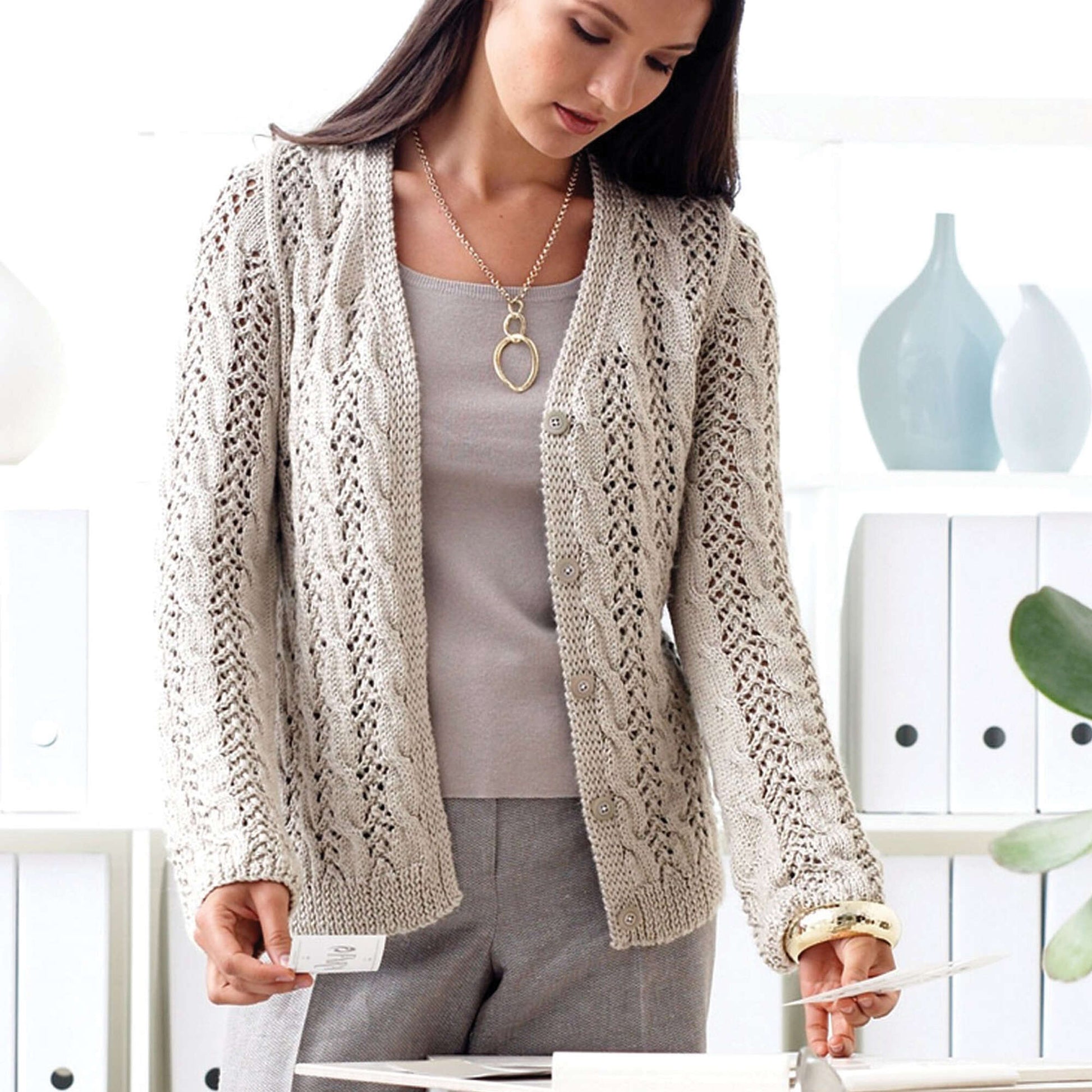 Free Patons Lace Cable Knit Cardigan Pattern Yarnspirations