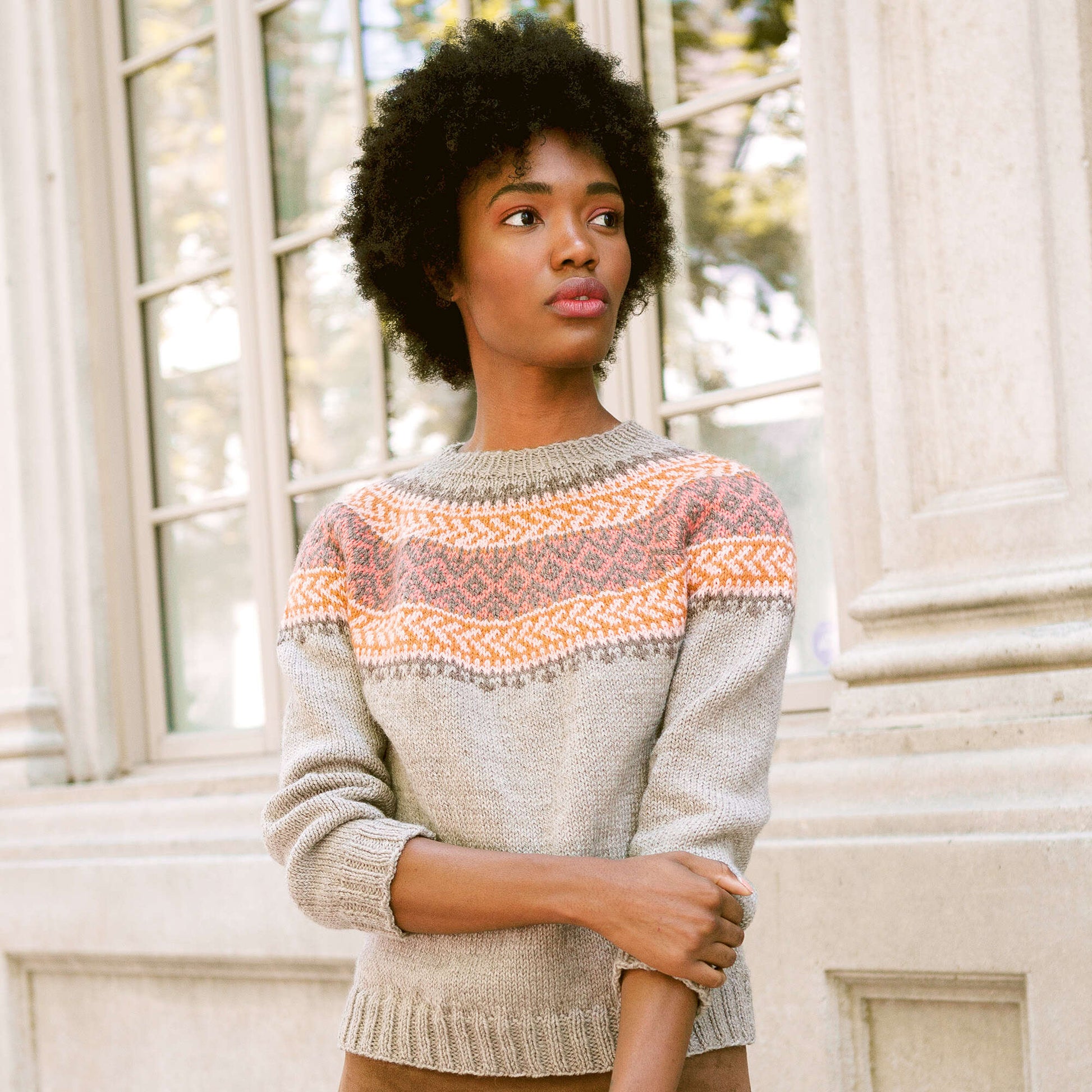 Patons Cumberland Knit Yoke Sweater | Yarnspirations