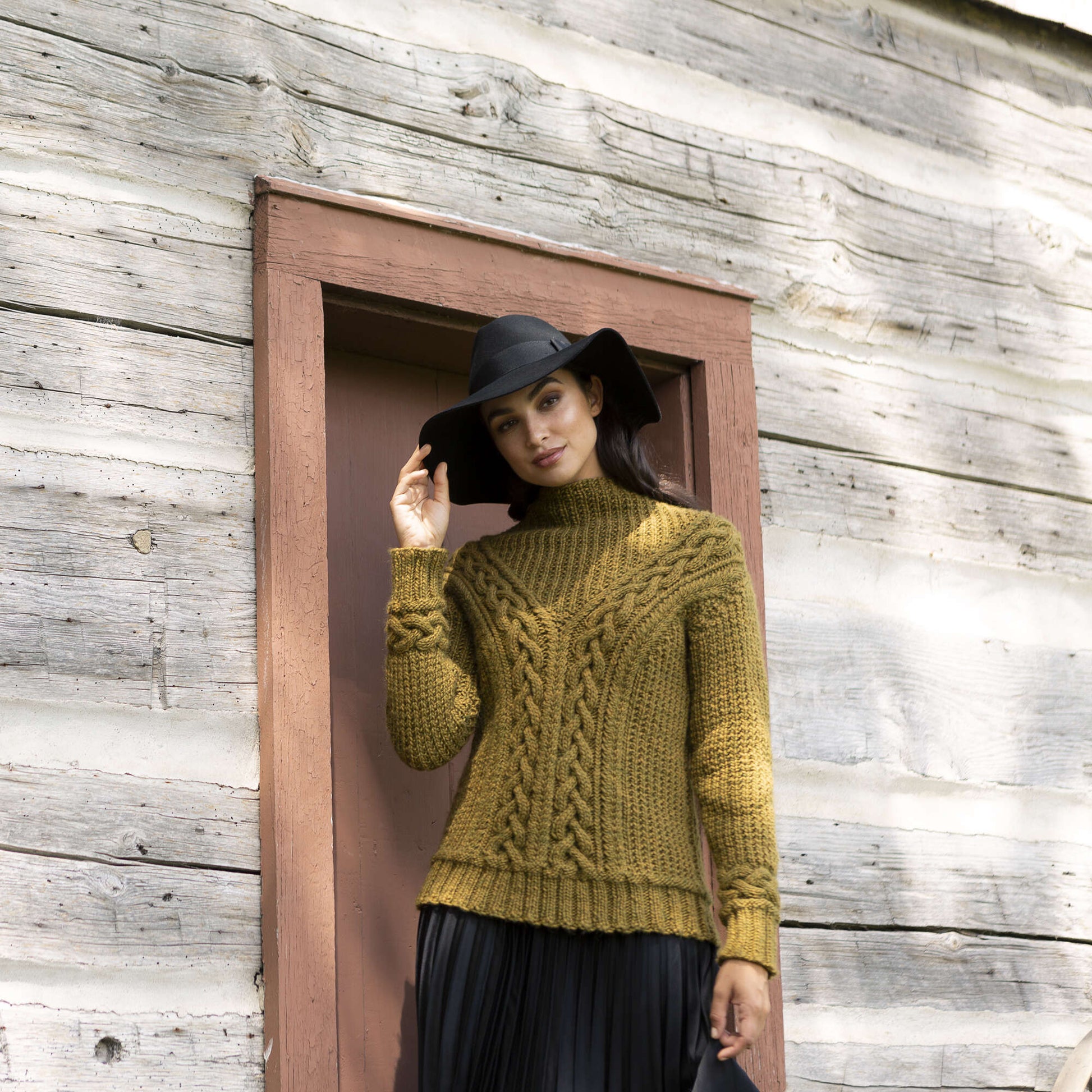 Free Patons Branching Paths Cable Knit Sweater Pattern