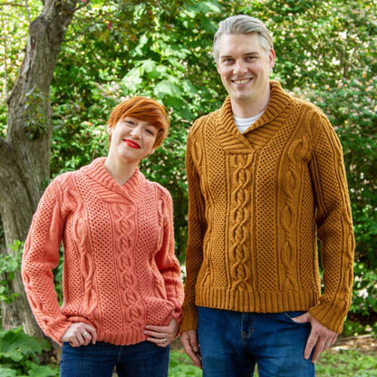 Patons Corktown Knit His And Hers Pullover Coral Peach