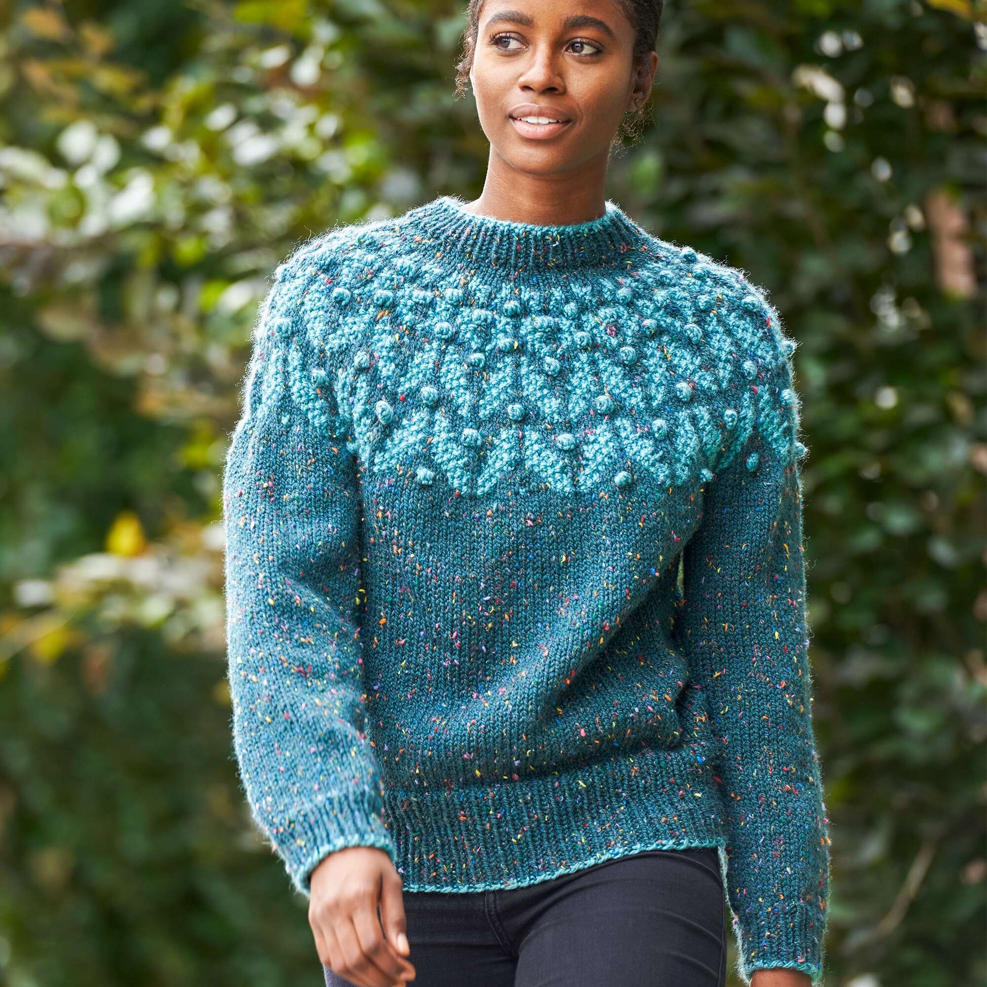 Free Patons Rich Tweed Chevron Knit Sweater Pattern