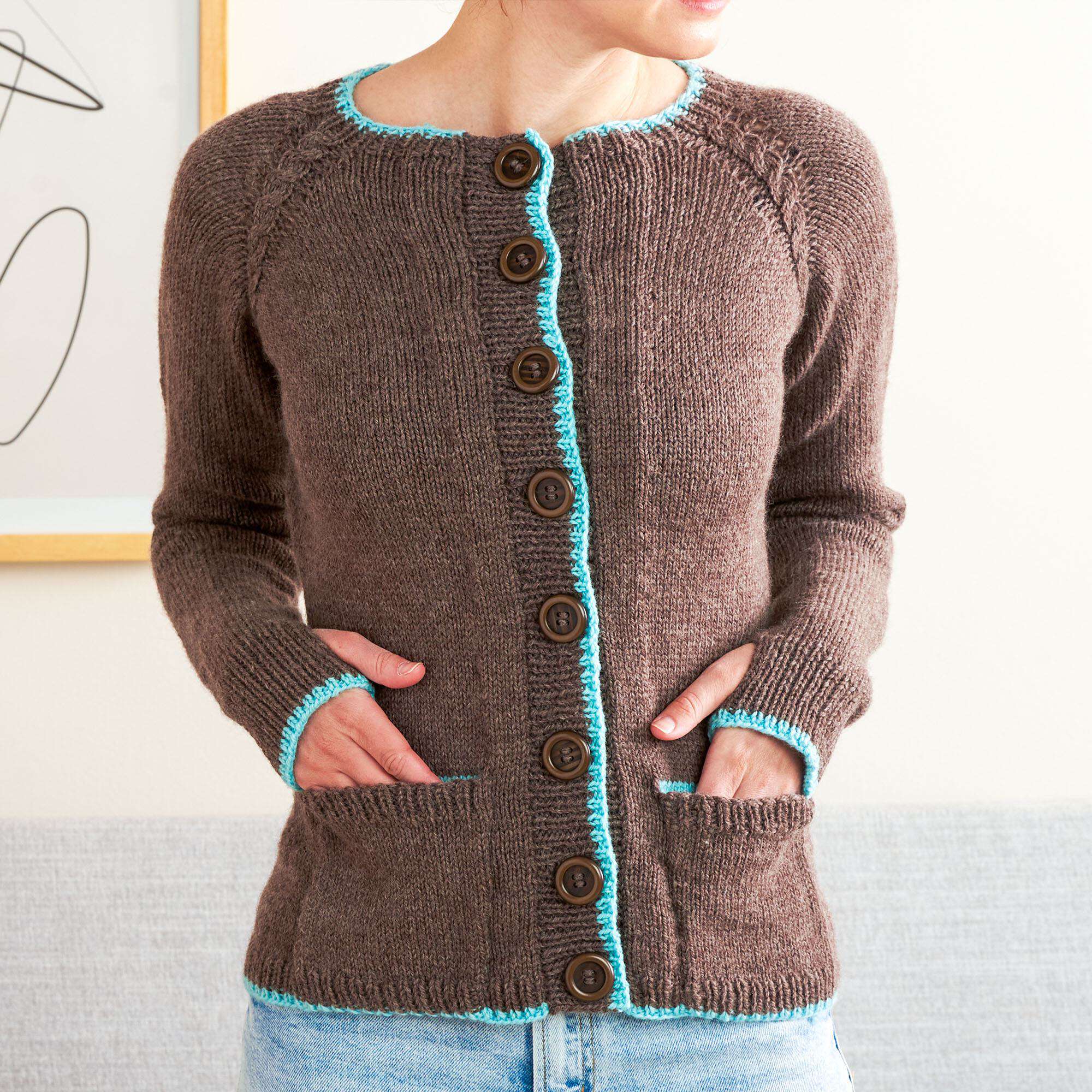 Patons Hidden Pocket Steeked Knit Cardigan | Yarnspirations