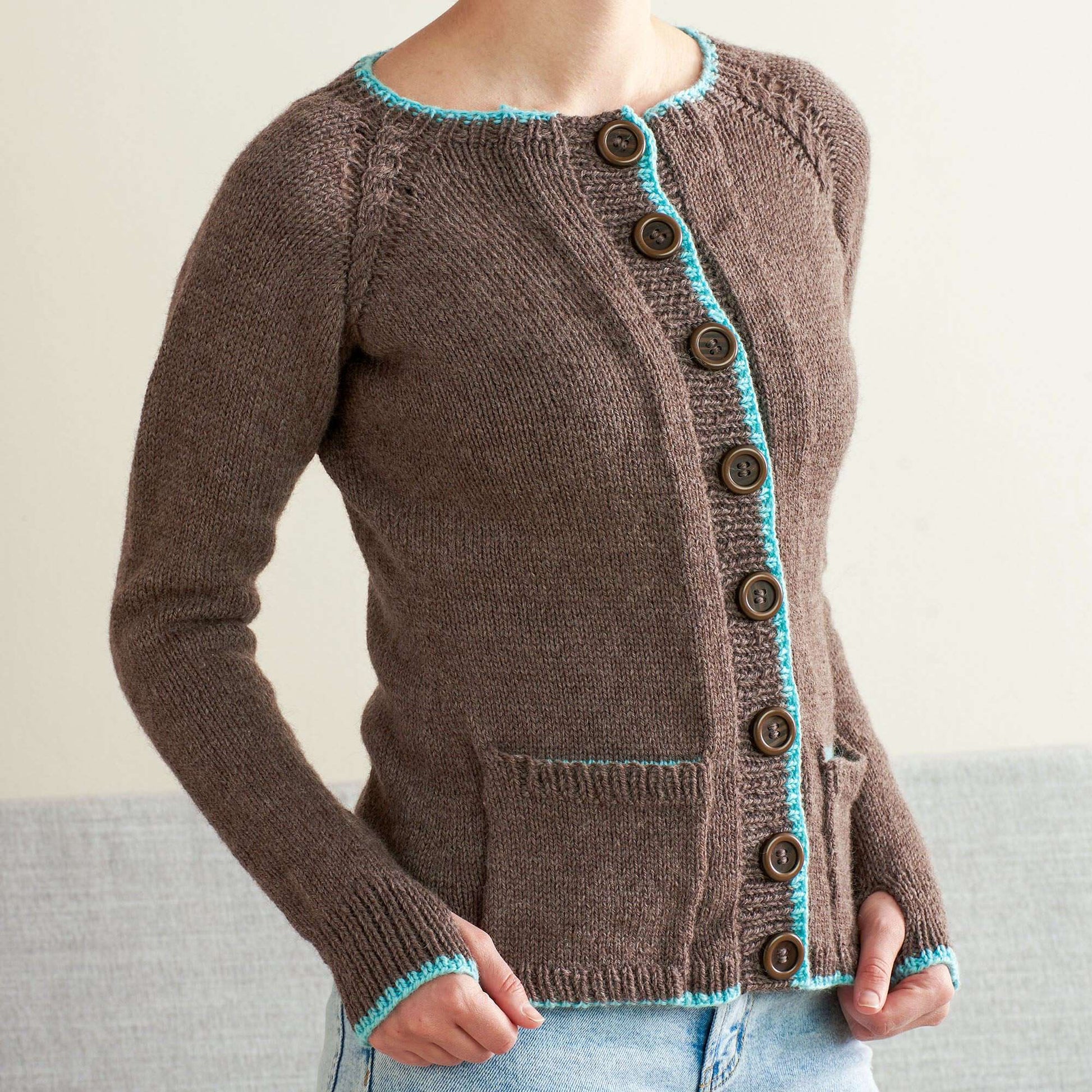 Free Patons Hidden Pocket Steeked Cardigan Knitting Pattern