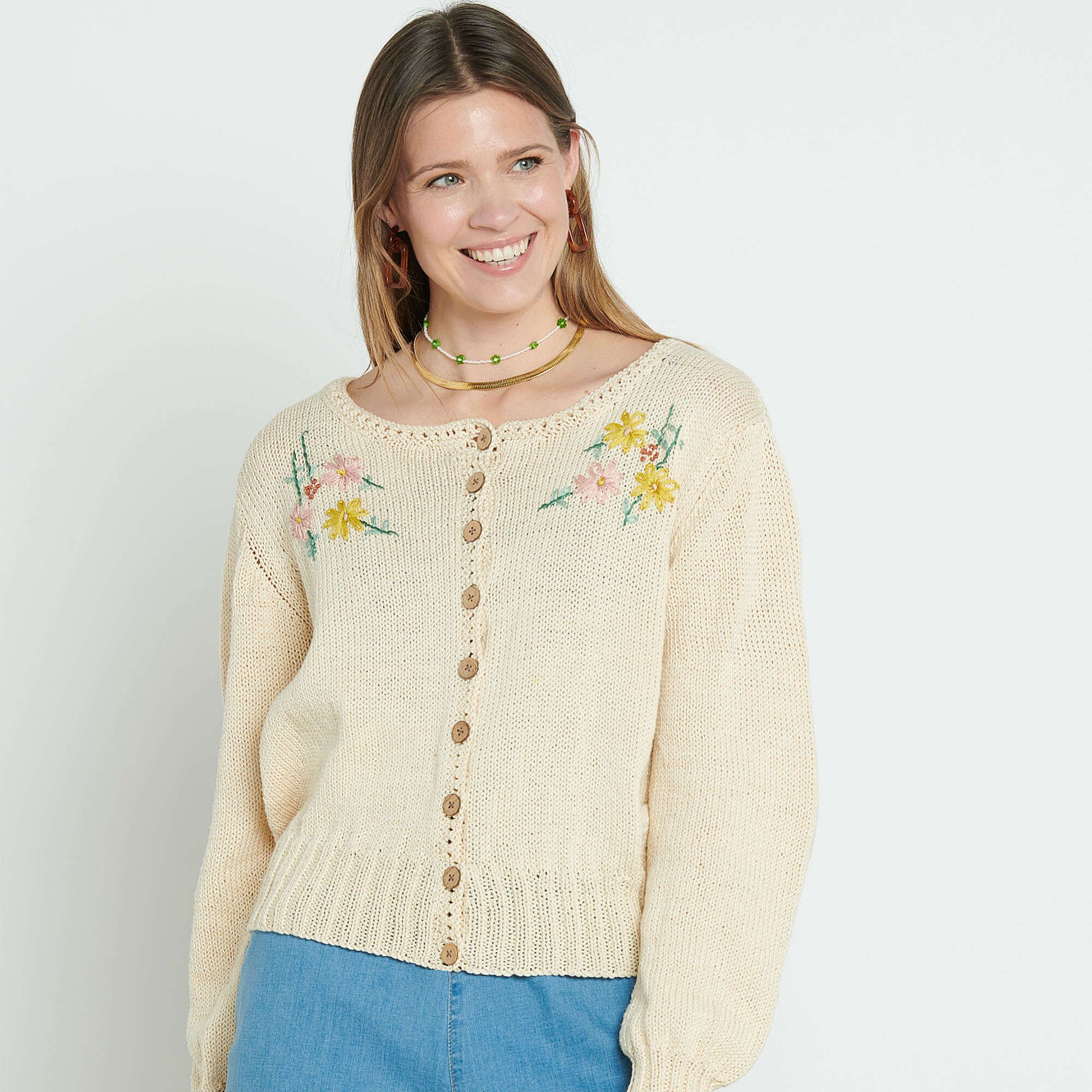 Free Patons Embroidered Knit Cardigan Pattern