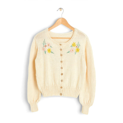 Patons Embroidered Knit Cardigan XL