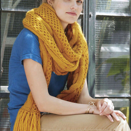 Patons Honey Comb Twist Knit Super Scarf White