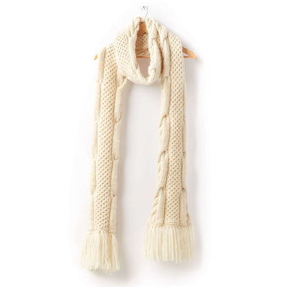 Patons Honey Comb Twist Knit Super Scarf White