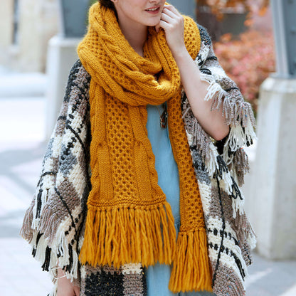 Patons Honey Comb Twist Knit Super Scarf Yellow