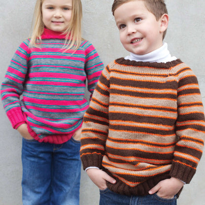 Patons Knit Top Down Super Stripes Sweater Boy's