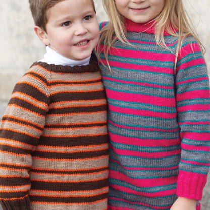 Patons Knit Top Down Super Stripes Sweater Boy's