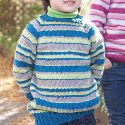 Patons Knit Kids Top-Down Striped Sweater Boy