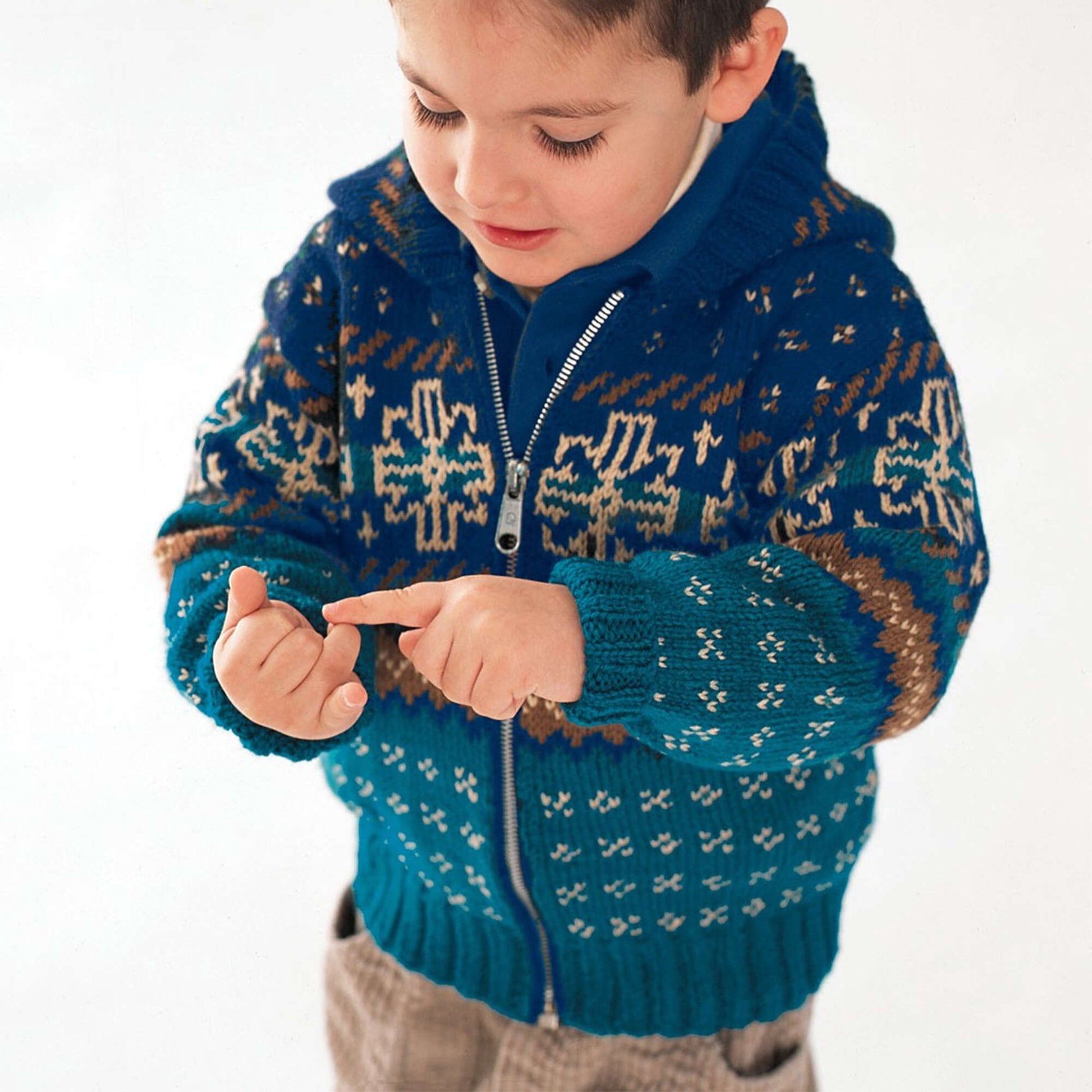 Free Patons Nordic Hooded Jacket Knit Pattern