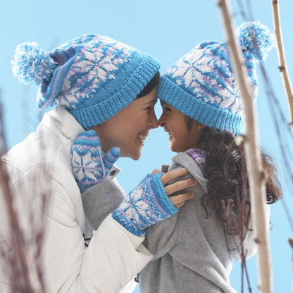 Patons Knit Snowflake Hat And Mittens Set Complete Set