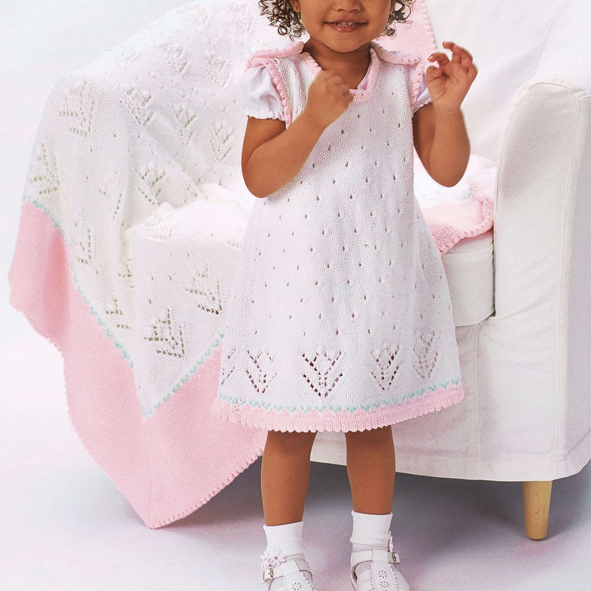 Free Patons Tulip Lace Dress With Knit Blanket Pattern